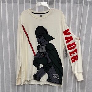 NWT Star Wars Vader Long Sleeve Shirt - Cream, Black, and Red‎ Size M